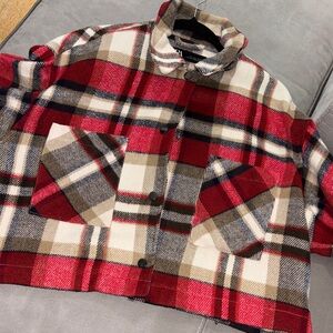 Zara Red and Brown Plaid Jacket
